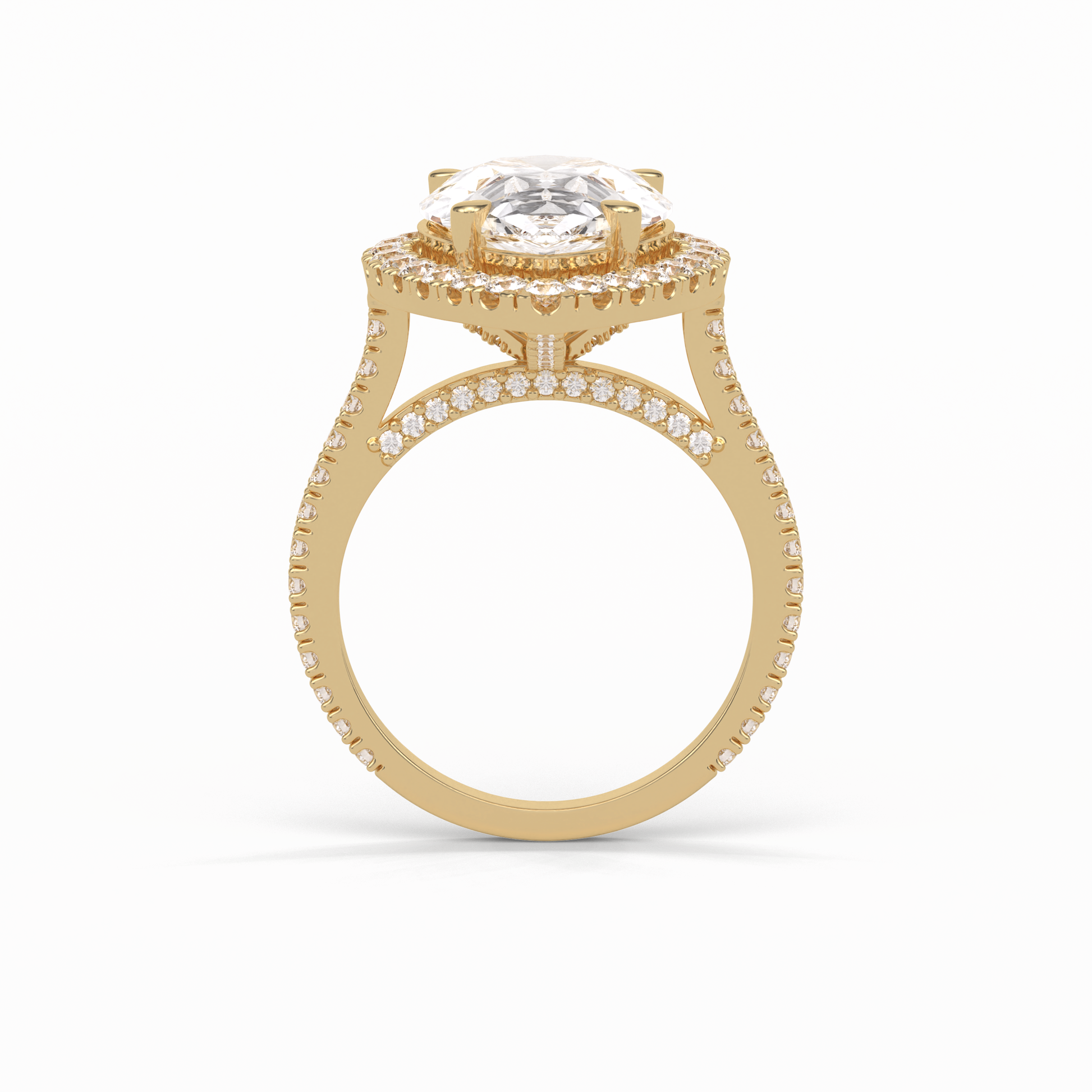 Pear Halo & Pave Lab Grown Diamond Engagement Ring