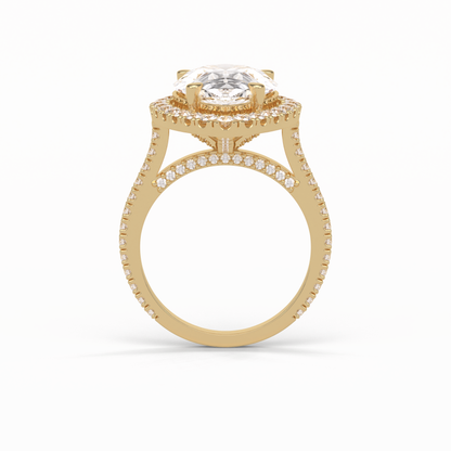 Pear Halo & Pave Lab Grown Diamond Engagement Ring