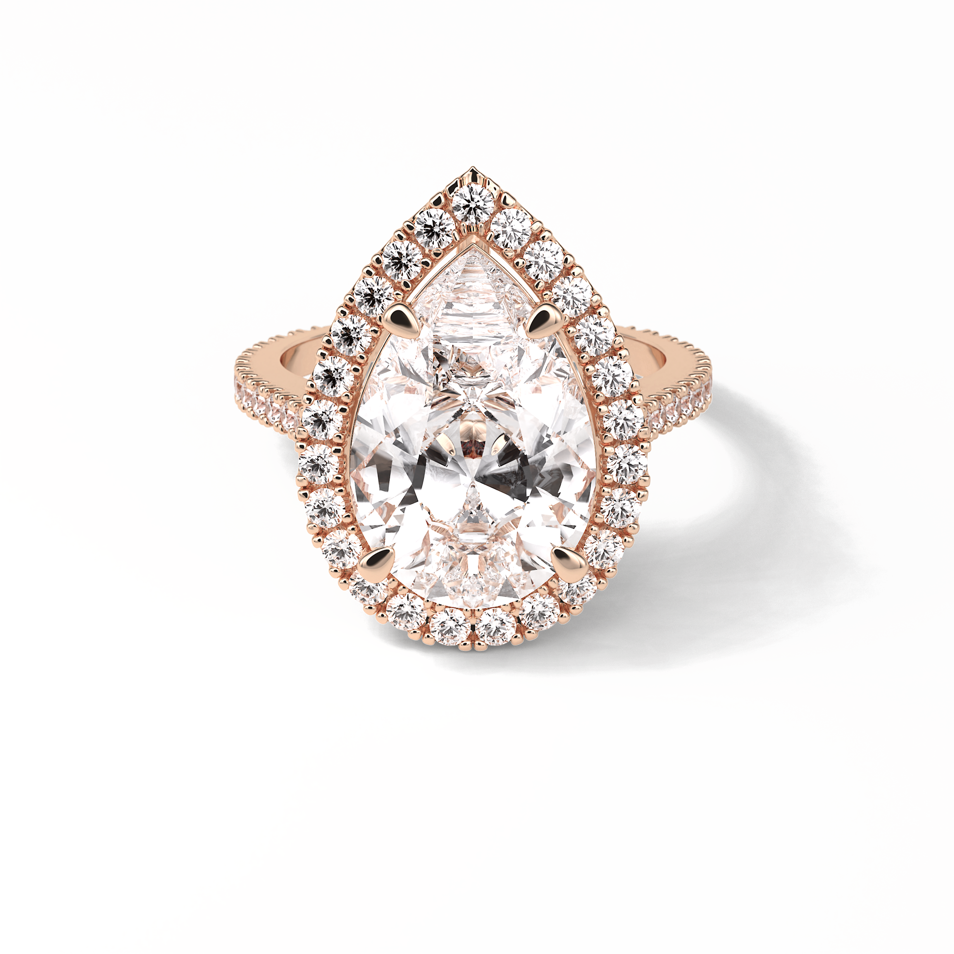 Pear Halo & Pave Lab Grown Diamond Engagement Ring