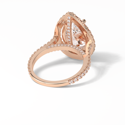 Pear Halo & Pave Lab Grown Diamond Engagement Ring