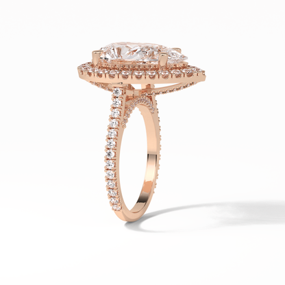 Pear Halo & Pave Lab Grown Diamond Engagement Ring