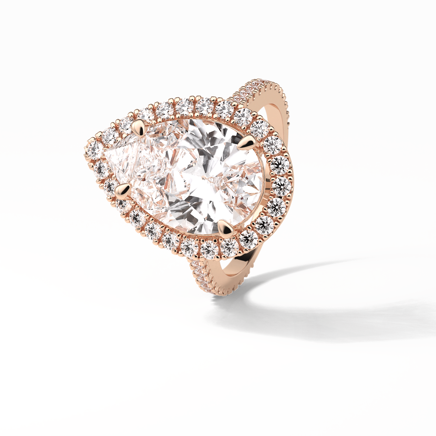 Pear Halo & Pave Lab Grown Diamond Engagement Ring