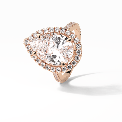 Pear Halo & Pave Lab Grown Diamond Engagement Ring