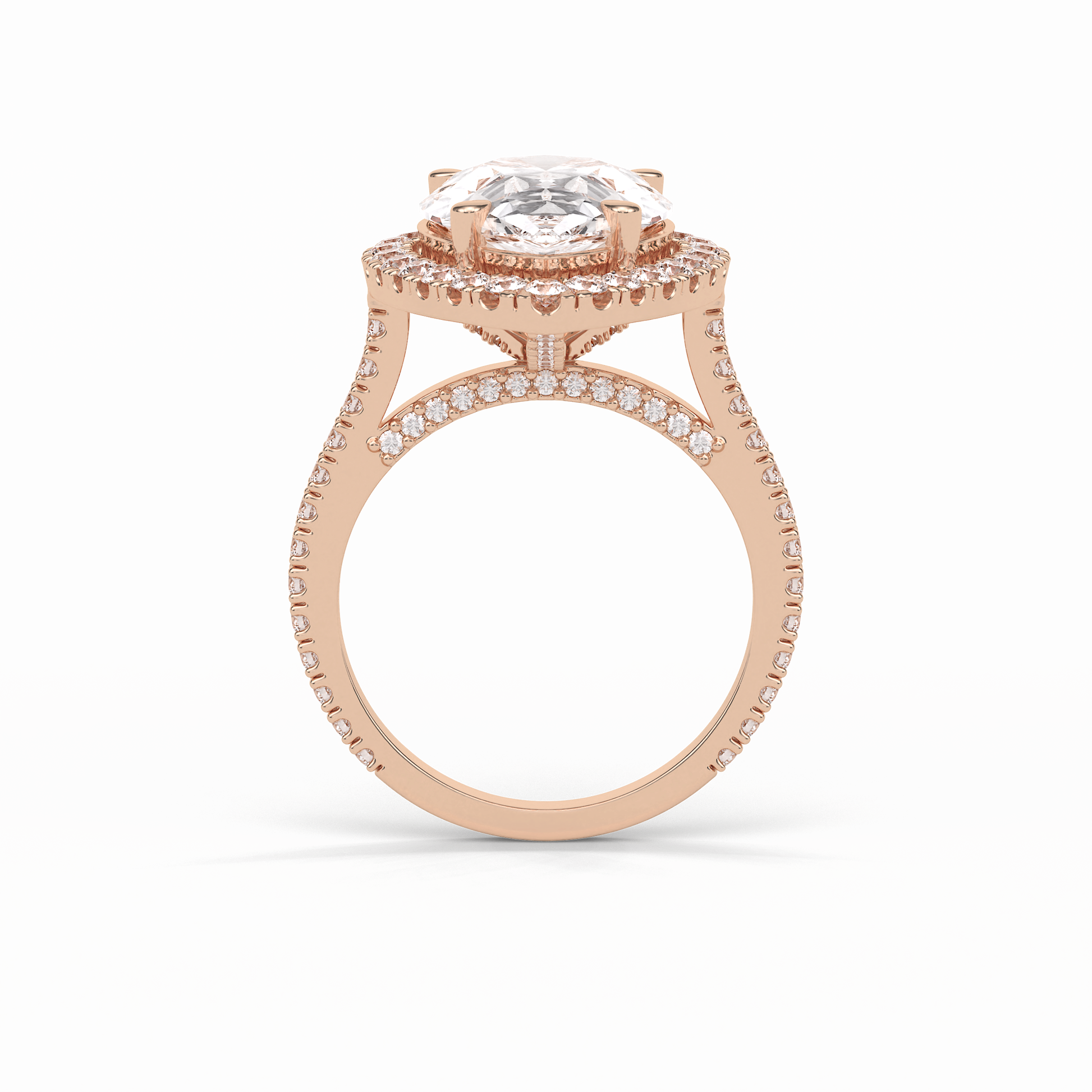 Pear Halo & Pave Lab Grown Diamond Engagement Ring