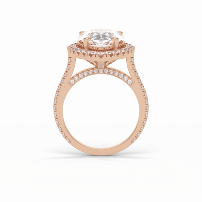 Pear Halo & Pave Lab Grown Diamond Engagement Ring
