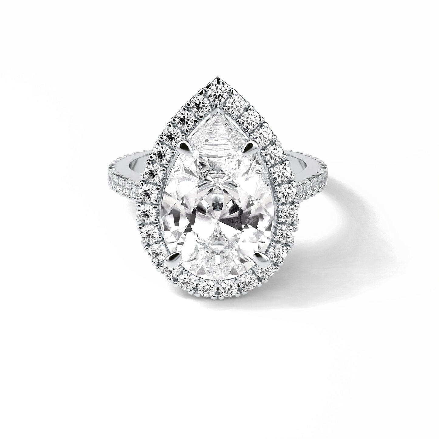 Pear Halo & Pave Lab Grown Diamond Engagement Ring