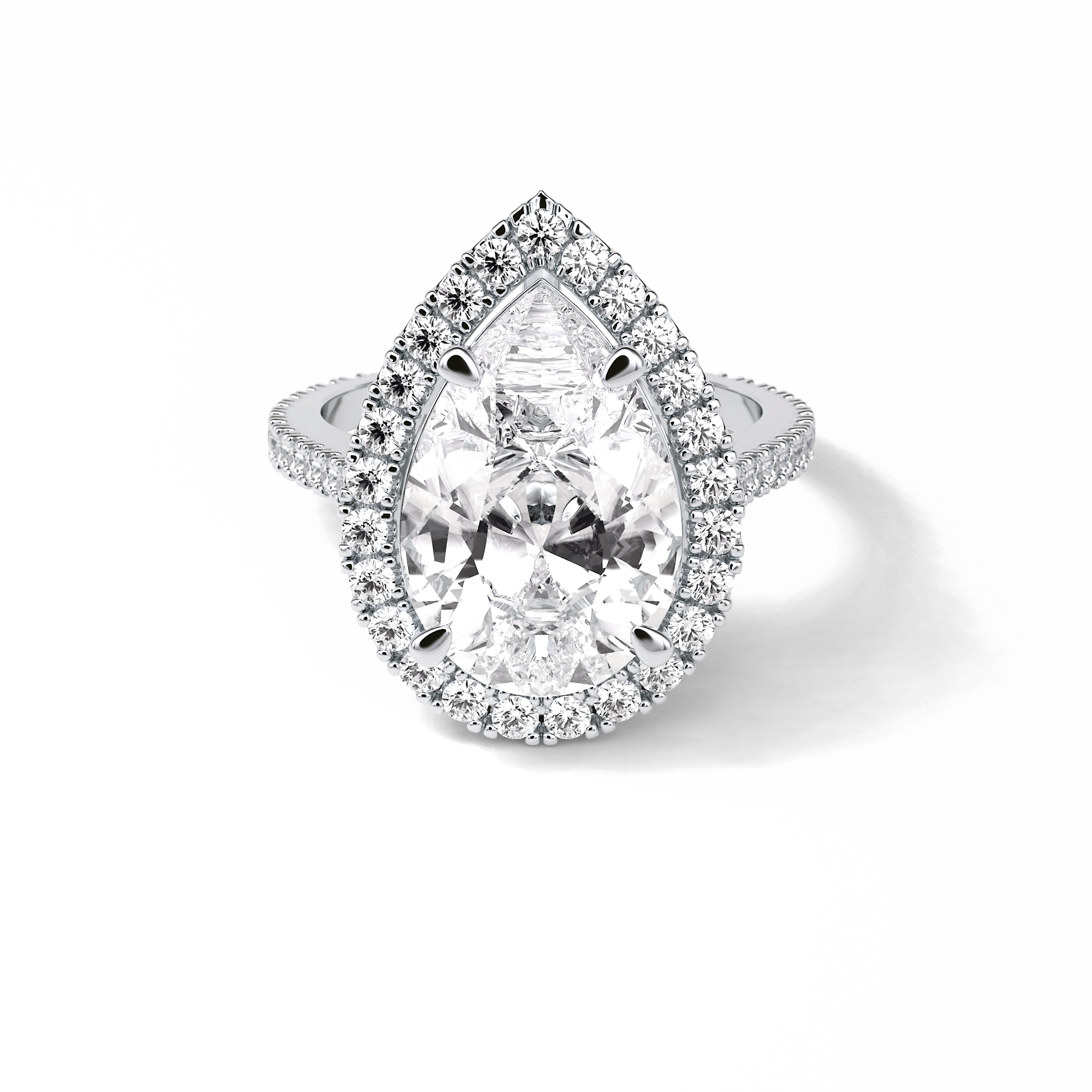 Pear Halo & Pave Lab Grown Diamond Engagement Ring
