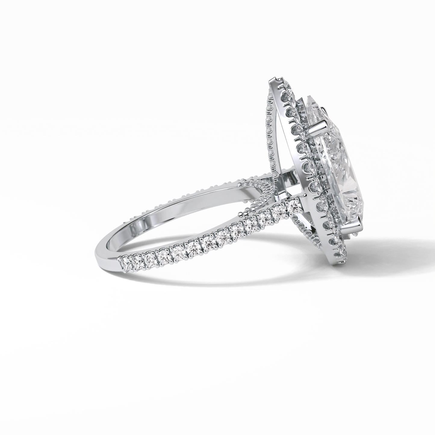 Pear Halo & Pave Lab Grown Diamond Engagement Ring