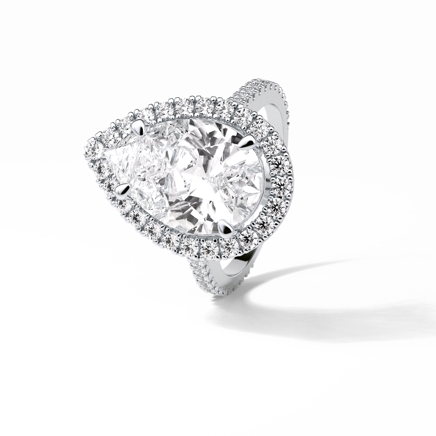 Pear Halo & Pave Lab Grown Diamond Engagement Ring