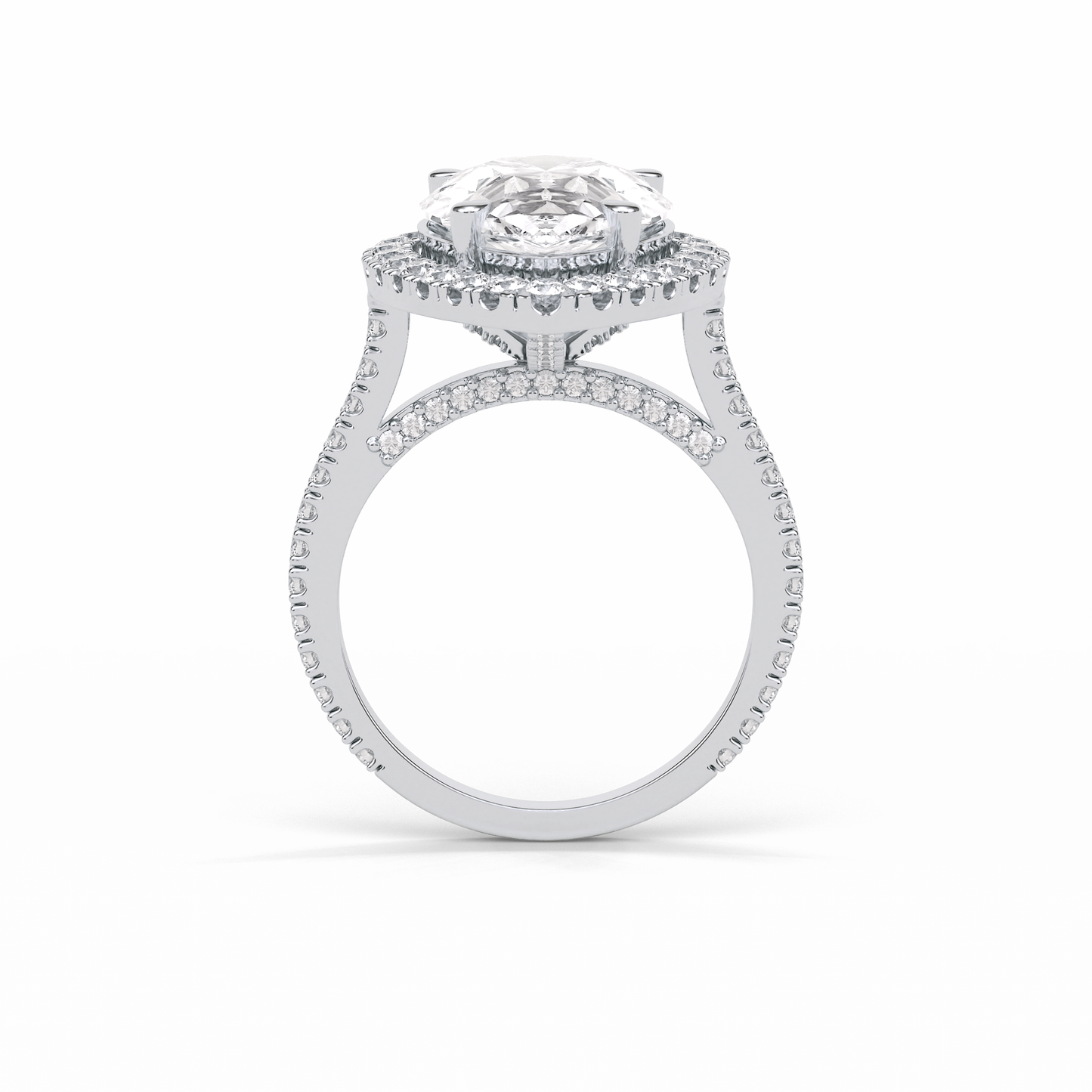 Pear Halo & Pave Lab Grown Diamond Engagement Ring