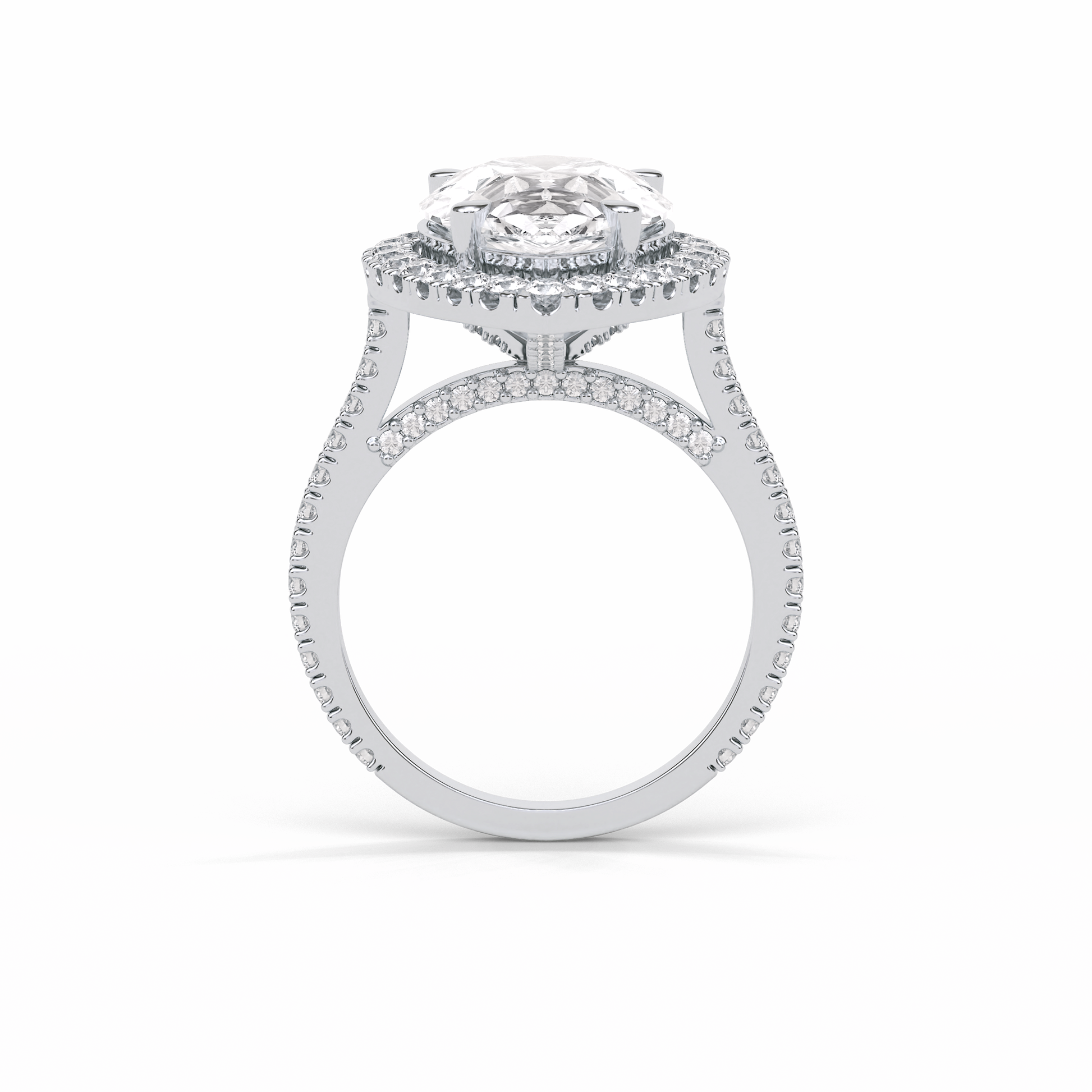 Pear Halo & Pave Lab Grown Diamond Engagement Ring