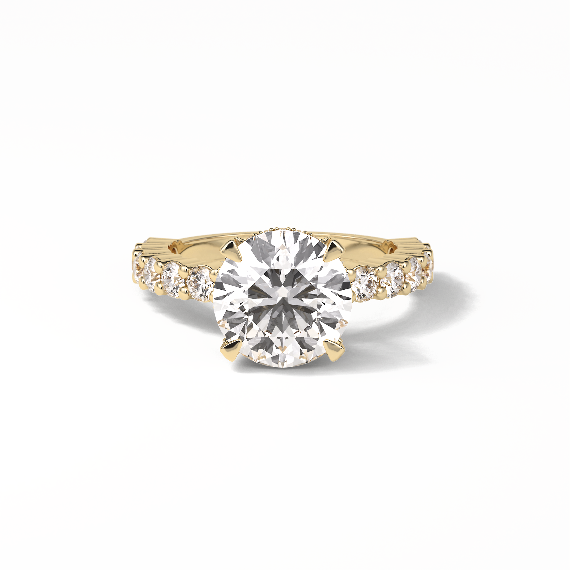 Round Hidden Halo & Pave Lab Grown Diamond Engagement Ring