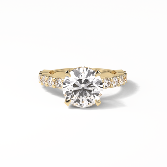 Round Hidden Halo & Pave Lab Grown Diamond Engagement Ring