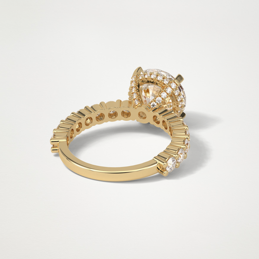 Round Hidden Halo & Pave Lab Grown Diamond Engagement Ring