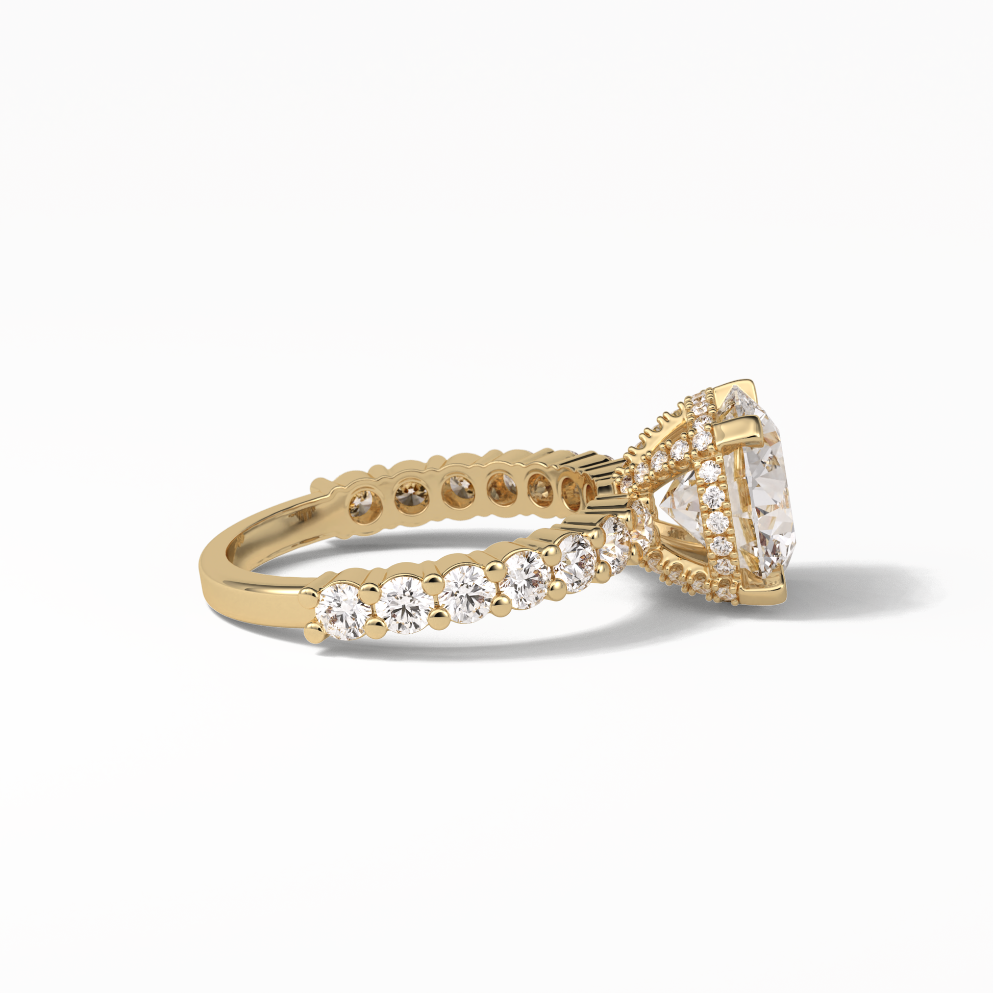 Round Hidden Halo & Pave Lab Grown Diamond Engagement Ring