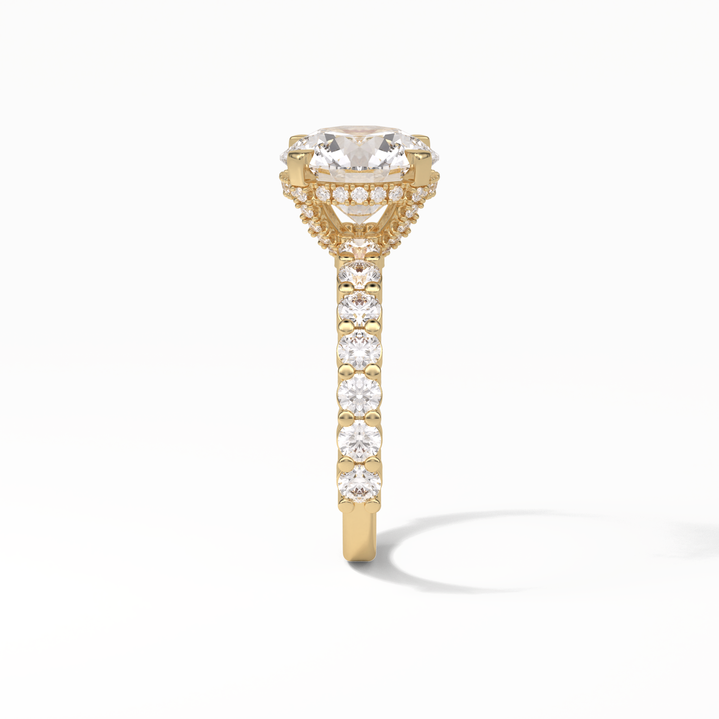 Round Hidden Halo & Pave Lab Grown Diamond Engagement Ring
