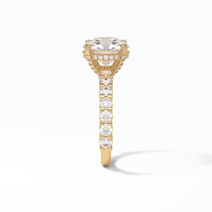 Round Hidden Halo & Pave Lab Grown Diamond Engagement Ring