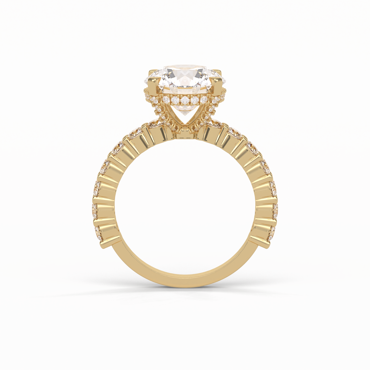 Round Hidden Halo & Pave Lab Grown Diamond Engagement Ring