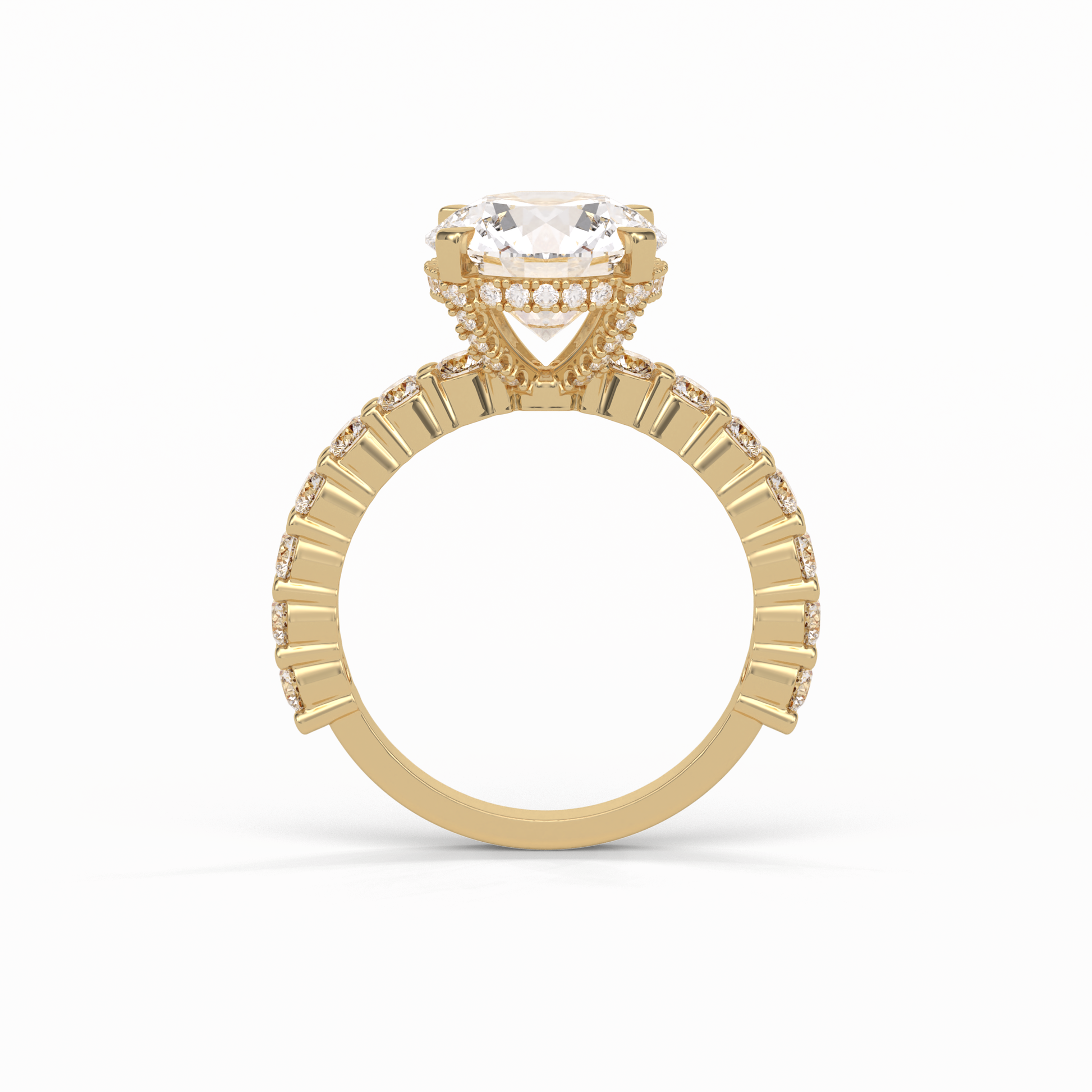 Round Hidden Halo & Pave Lab Grown Diamond Engagement Ring