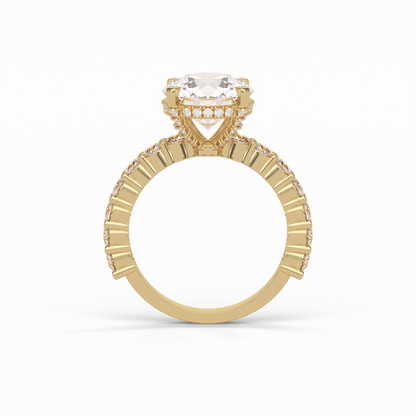 Round Hidden Halo & Pave Lab Grown Diamond Engagement Ring
