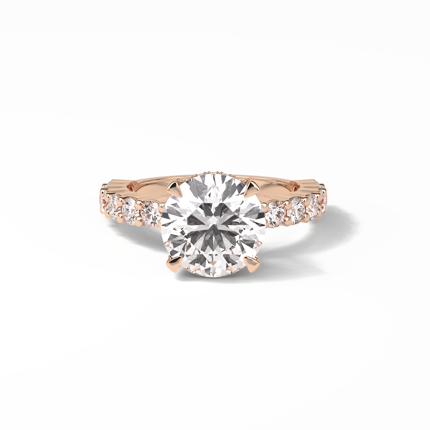 Round Hidden Halo & Pave Lab Grown Diamond Engagement Ring