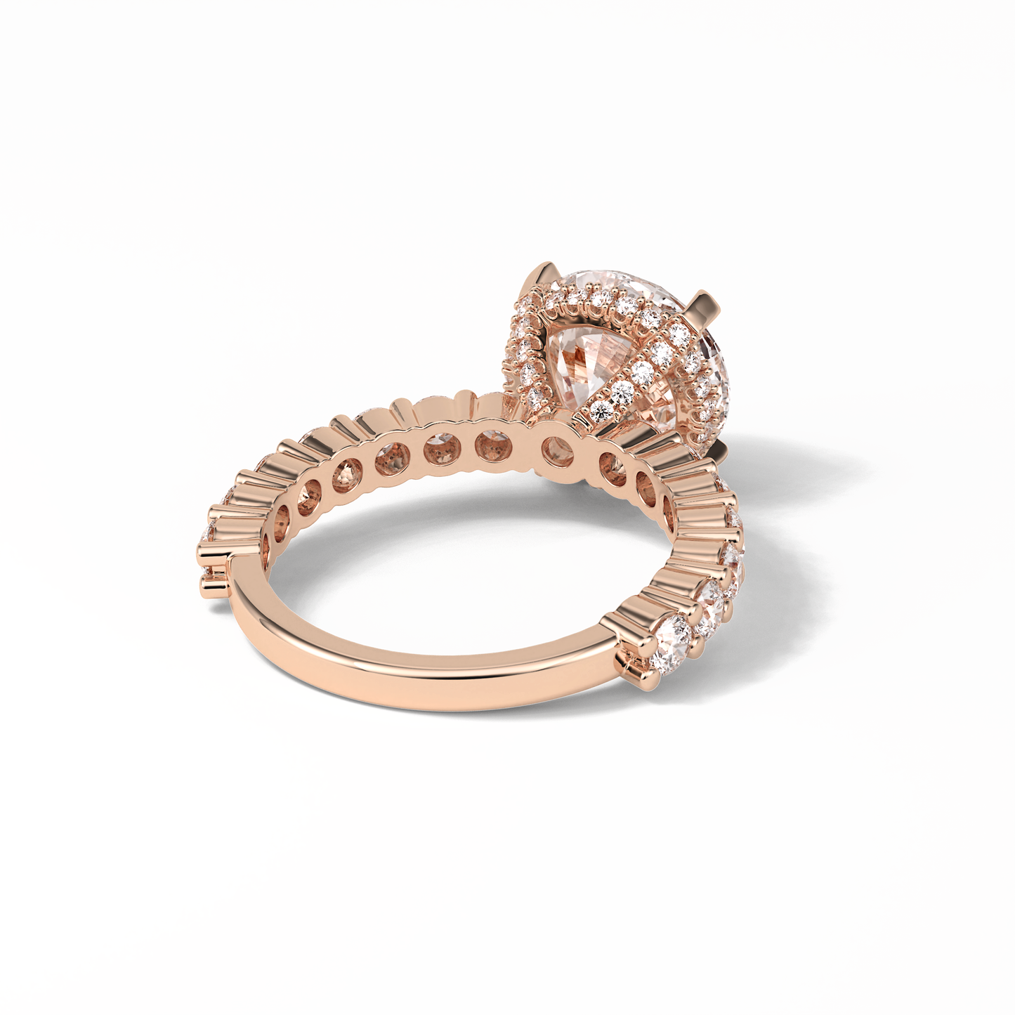 Round Hidden Halo & Pave Lab Grown Diamond Engagement Ring