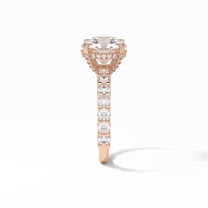 Round Hidden Halo & Pave Lab Grown Diamond Engagement Ring