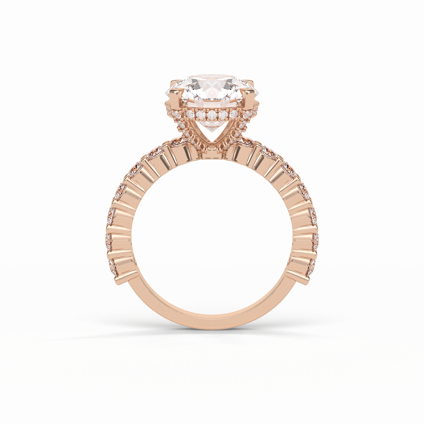 Round Hidden Halo & Pave Lab Grown Diamond Engagement Ring