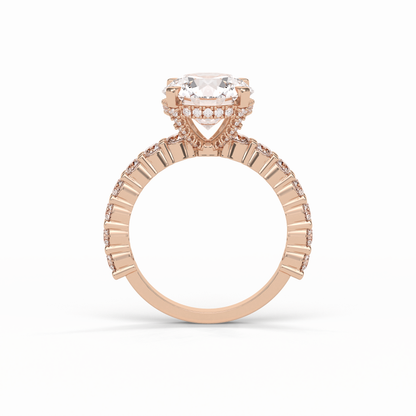 Round Hidden Halo & Pave Lab Grown Diamond Engagement Ring