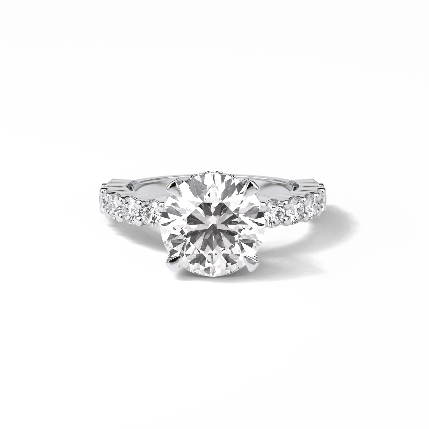 Round Hidden Halo & Pave Lab Grown Diamond Engagement Ring