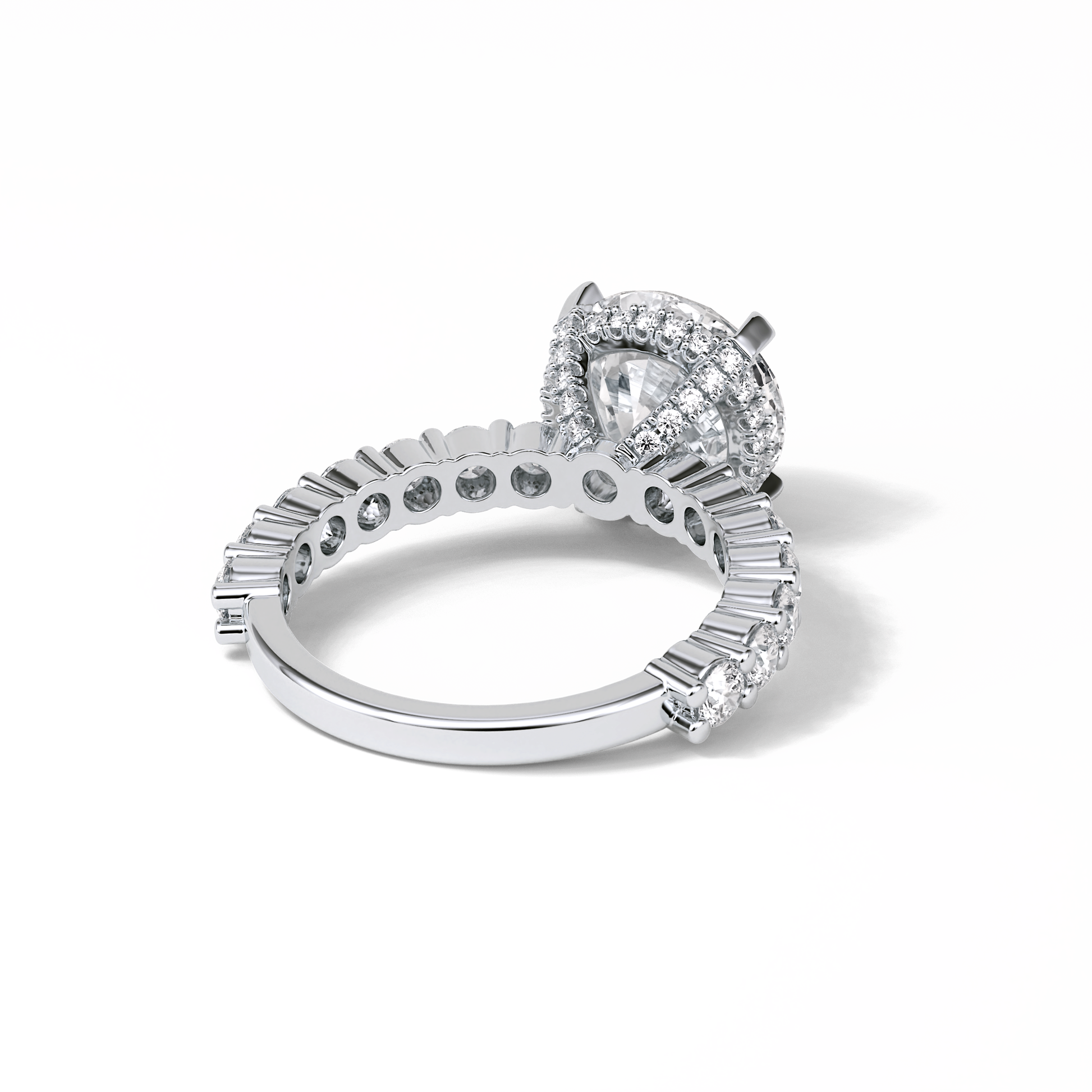 Round Hidden Halo & Pave Lab Grown Diamond Engagement Ring