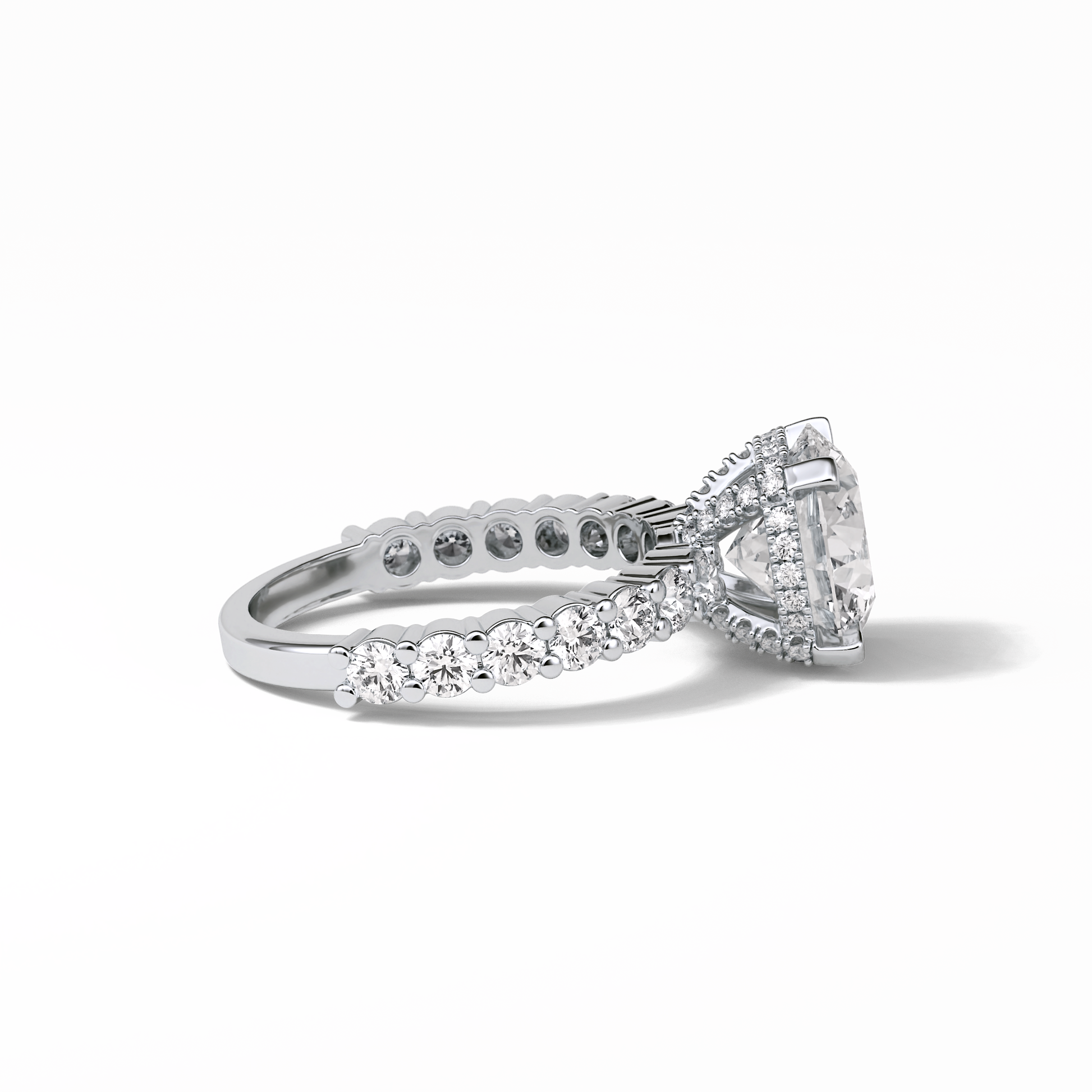 Round Hidden Halo & Pave Lab Grown Diamond Engagement Ring
