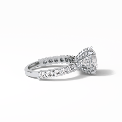 Round Hidden Halo & Pave Lab Grown Diamond Engagement Ring