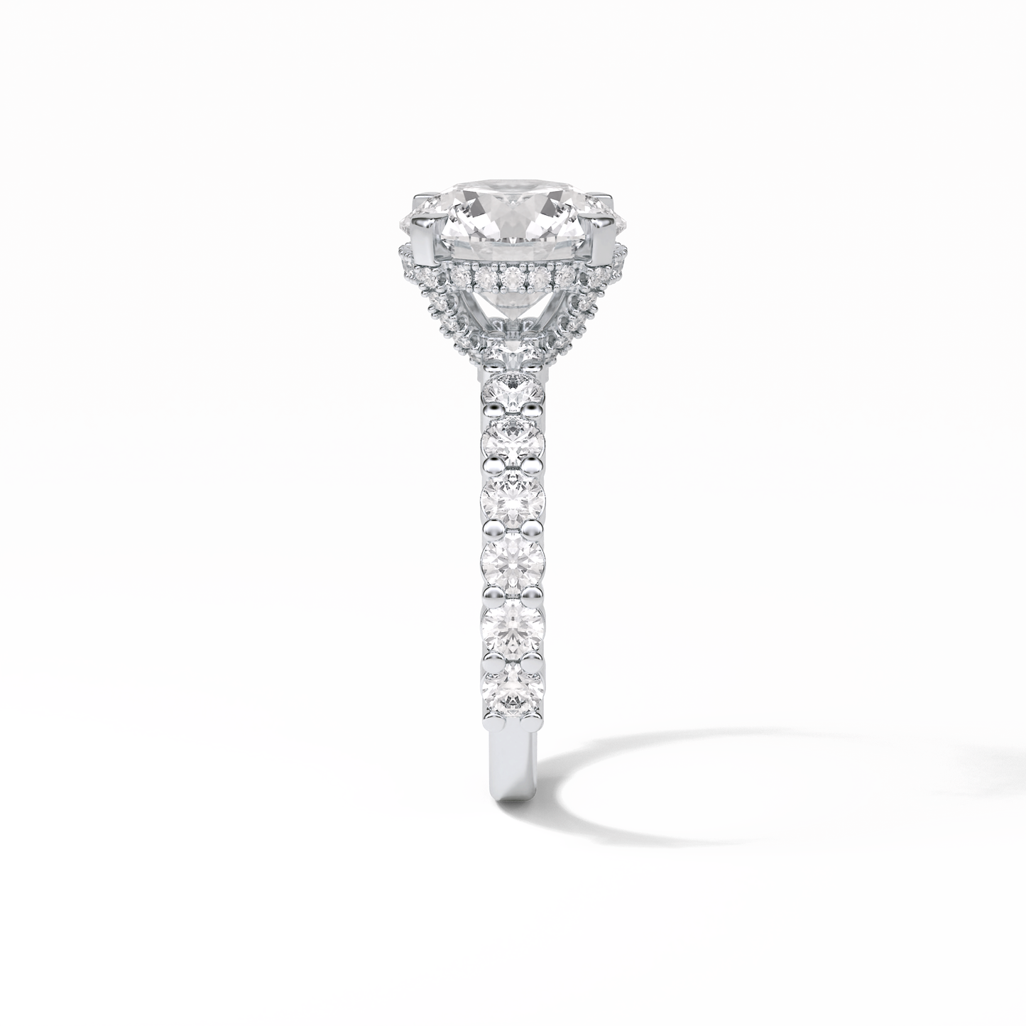 Round Hidden Halo & Pave Lab Grown Diamond Engagement Ring