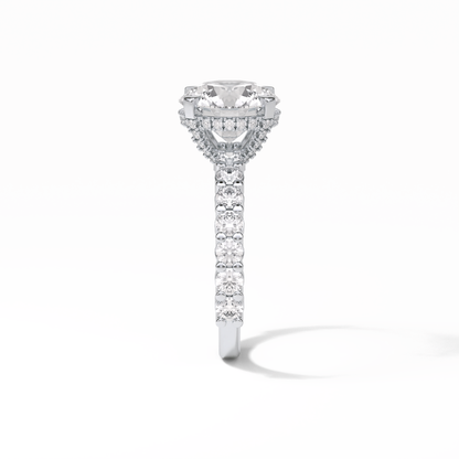 Round Hidden Halo & Pave Lab Grown Diamond Engagement Ring
