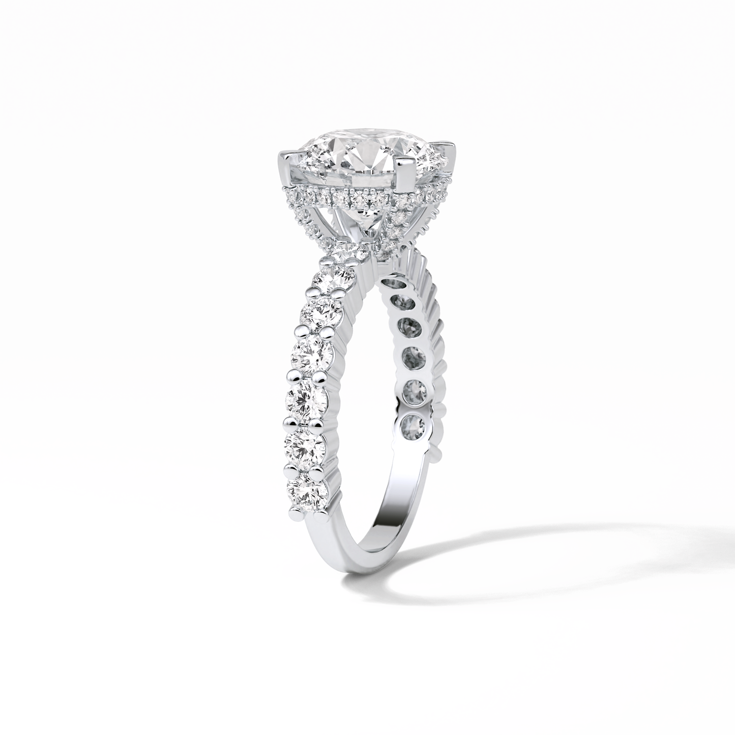 Round Hidden Halo & Pave Lab Grown Diamond Engagement Ring