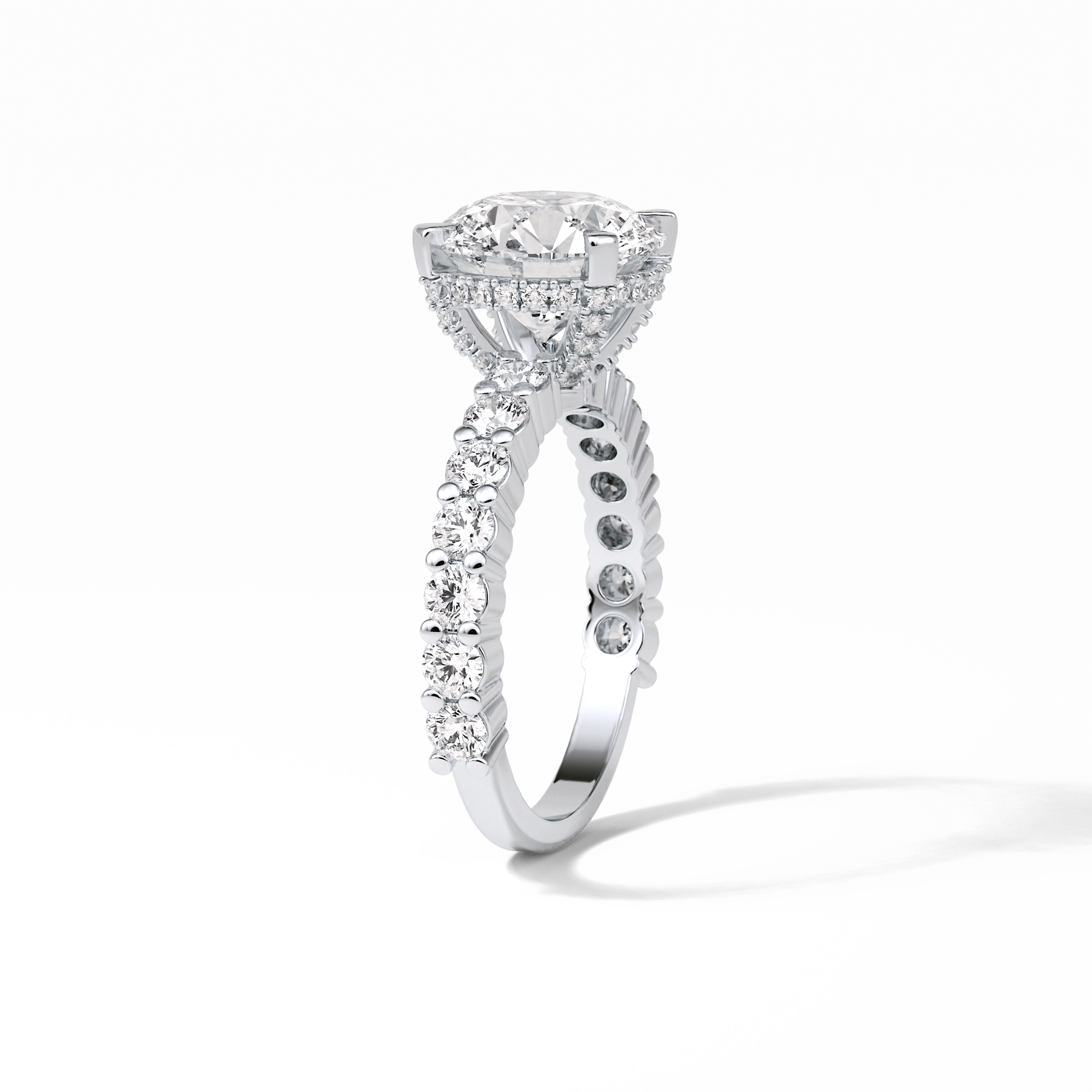 Round Hidden Halo & Pave Lab Grown Diamond Engagement Ring