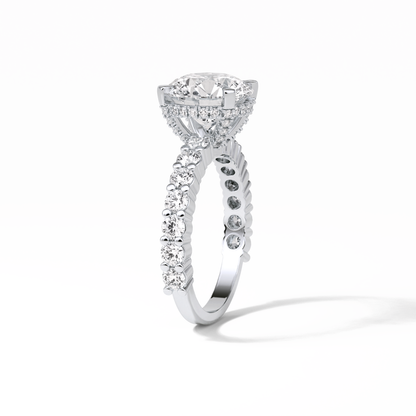 Round Hidden Halo & Pave Lab Grown Diamond Engagement Ring