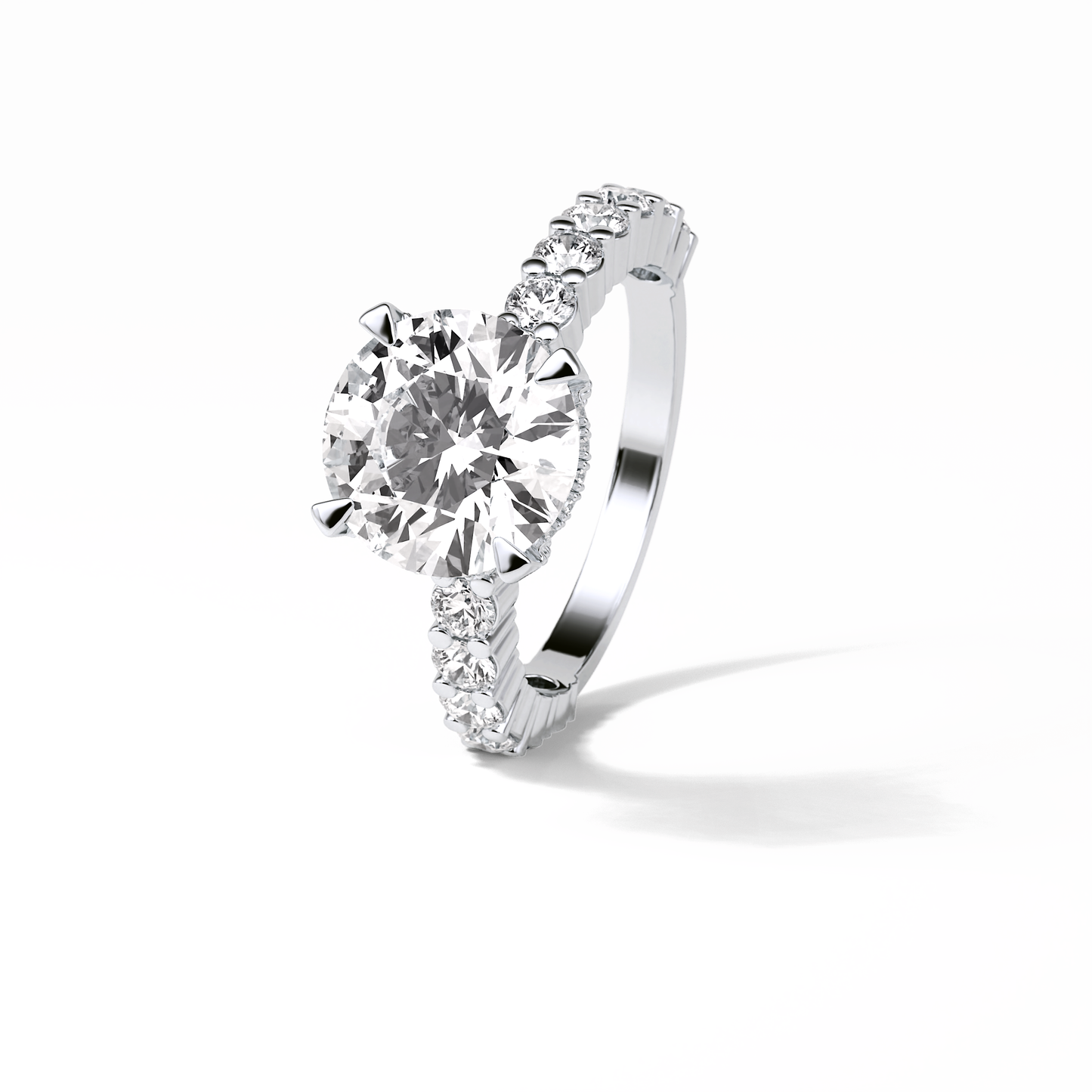 Round Hidden Halo & Pave Lab Grown Diamond Engagement Ring