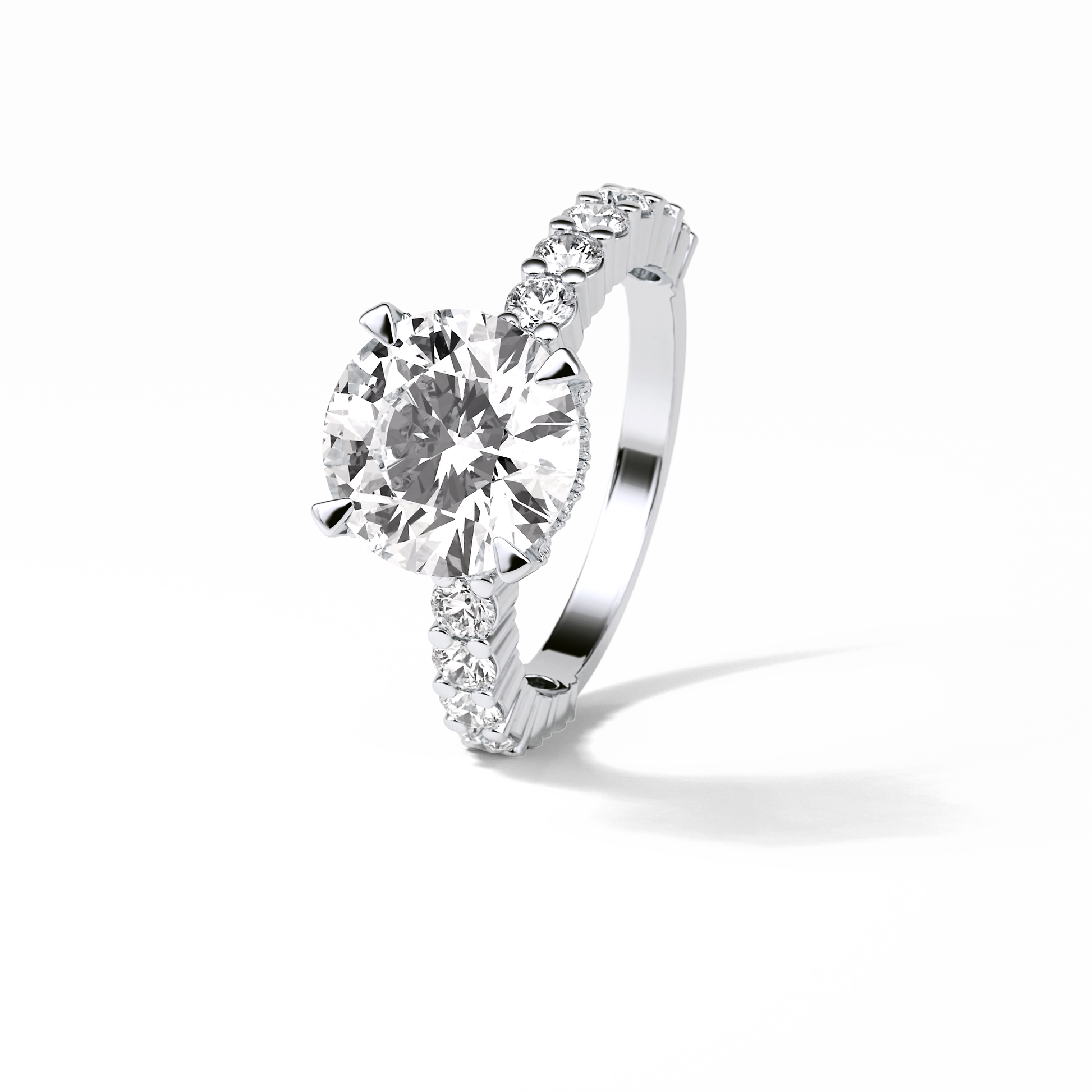 Round Hidden Halo & Pave Lab Grown Diamond Engagement Ring