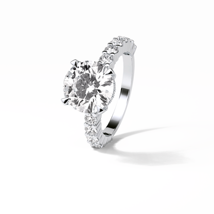 Round Hidden Halo & Pave Lab Grown Diamond Engagement Ring