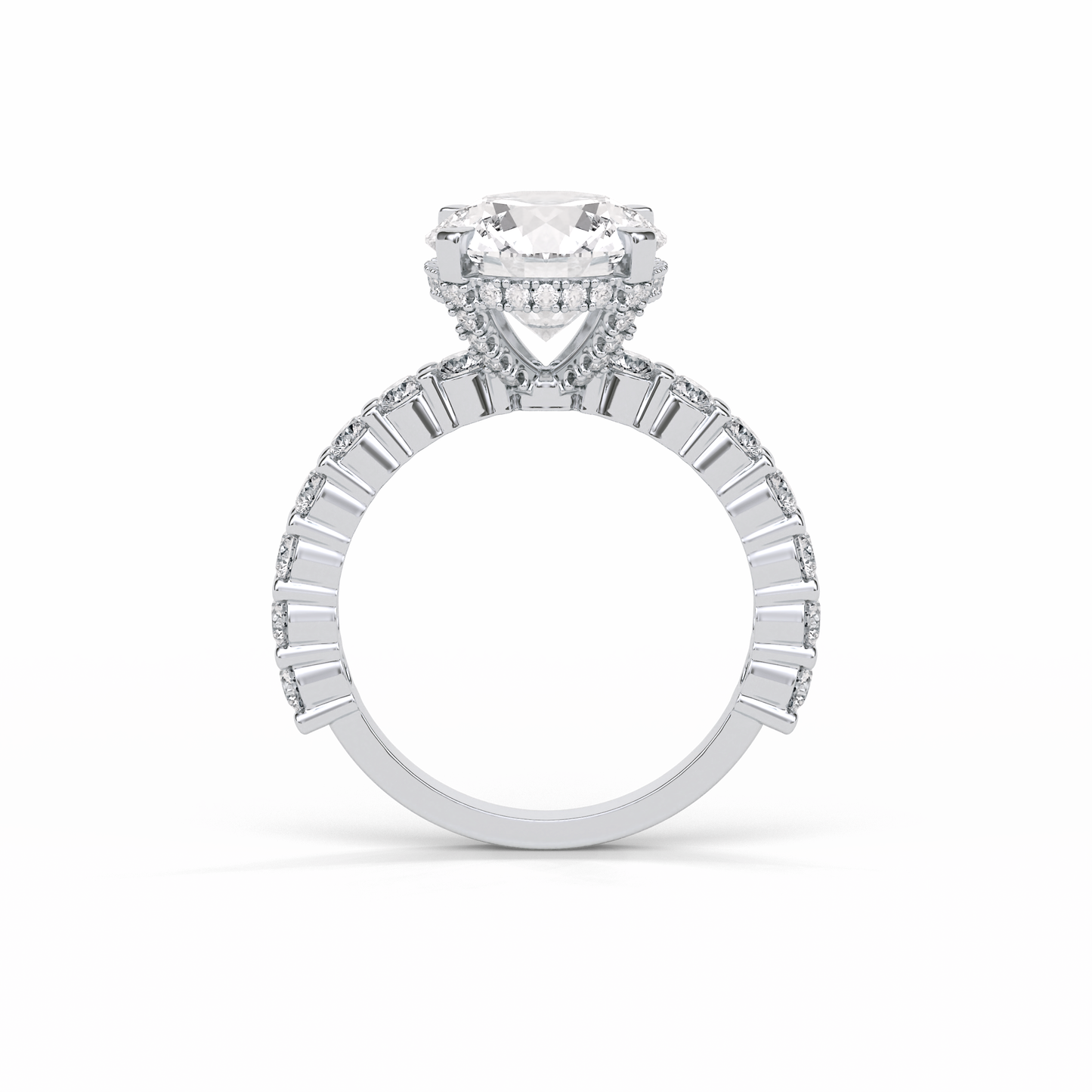 Round Hidden Halo & Pave Lab Grown Diamond Engagement Ring