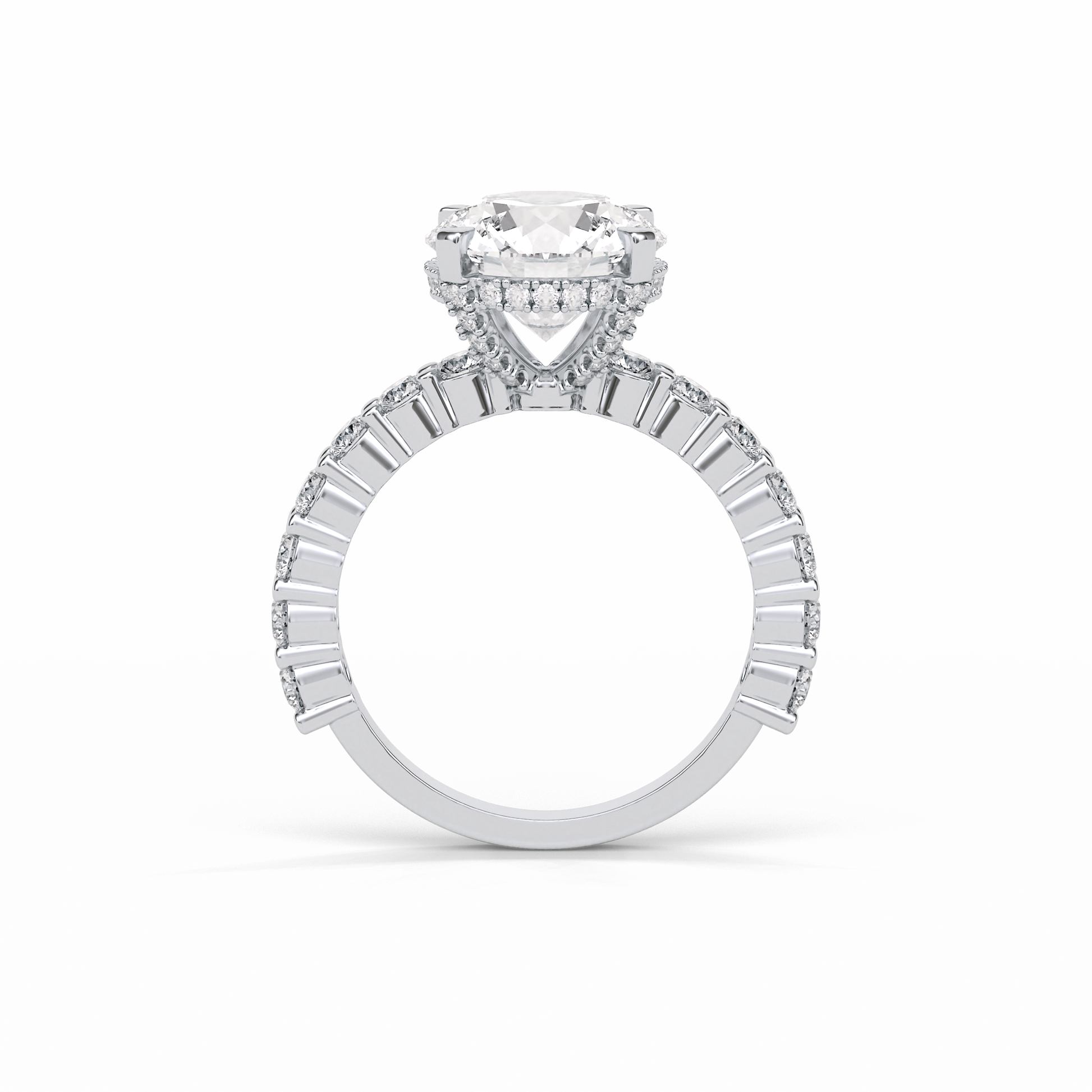 Round Hidden Halo & Pave Lab Grown Diamond Engagement Ring