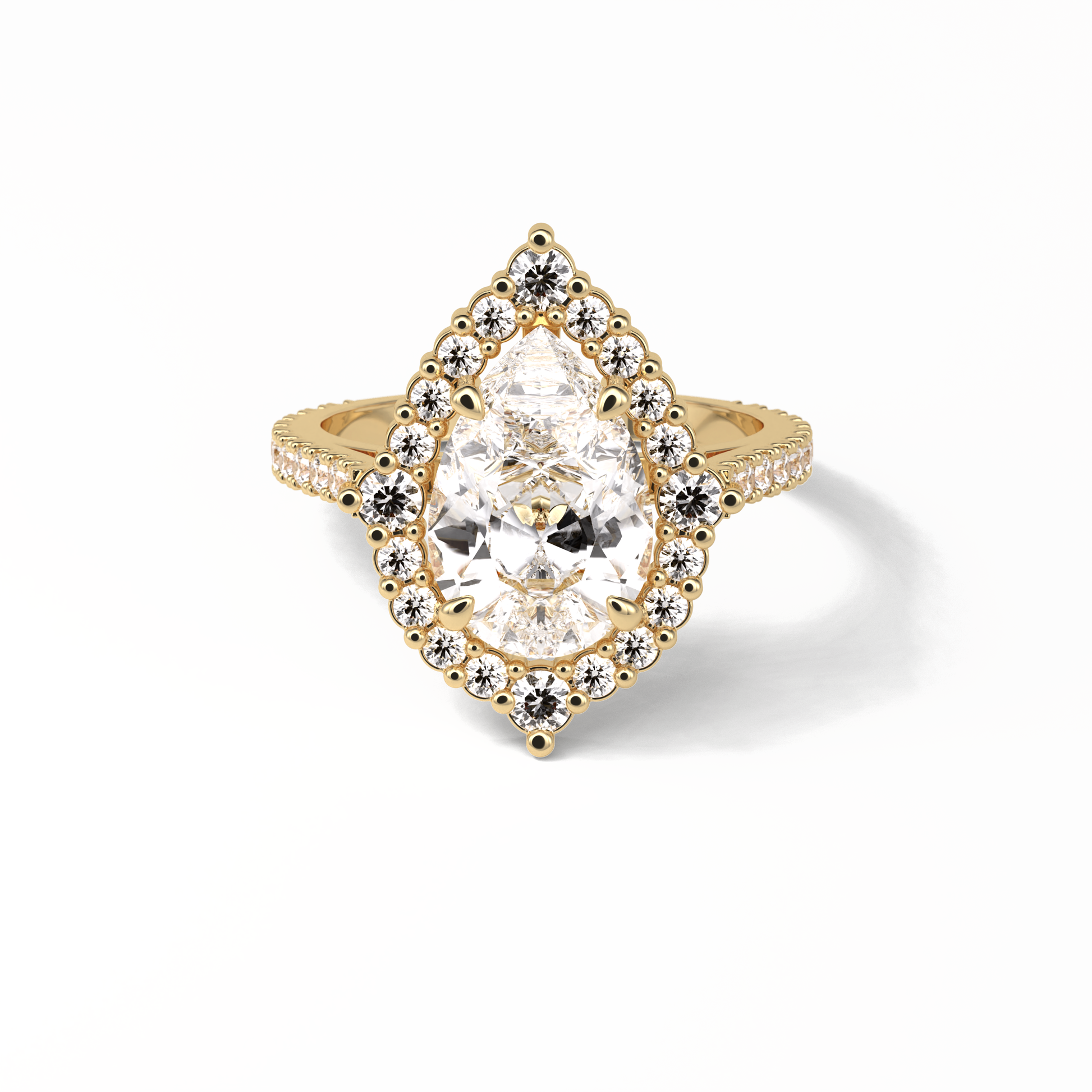 Pear Halo & Pave Lab Grown Diamond Engagement Ring