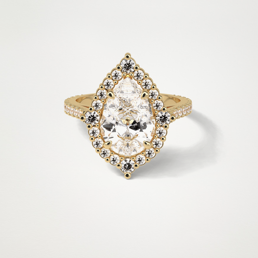Pear Halo & Pave Lab Grown Diamond Engagement Ring