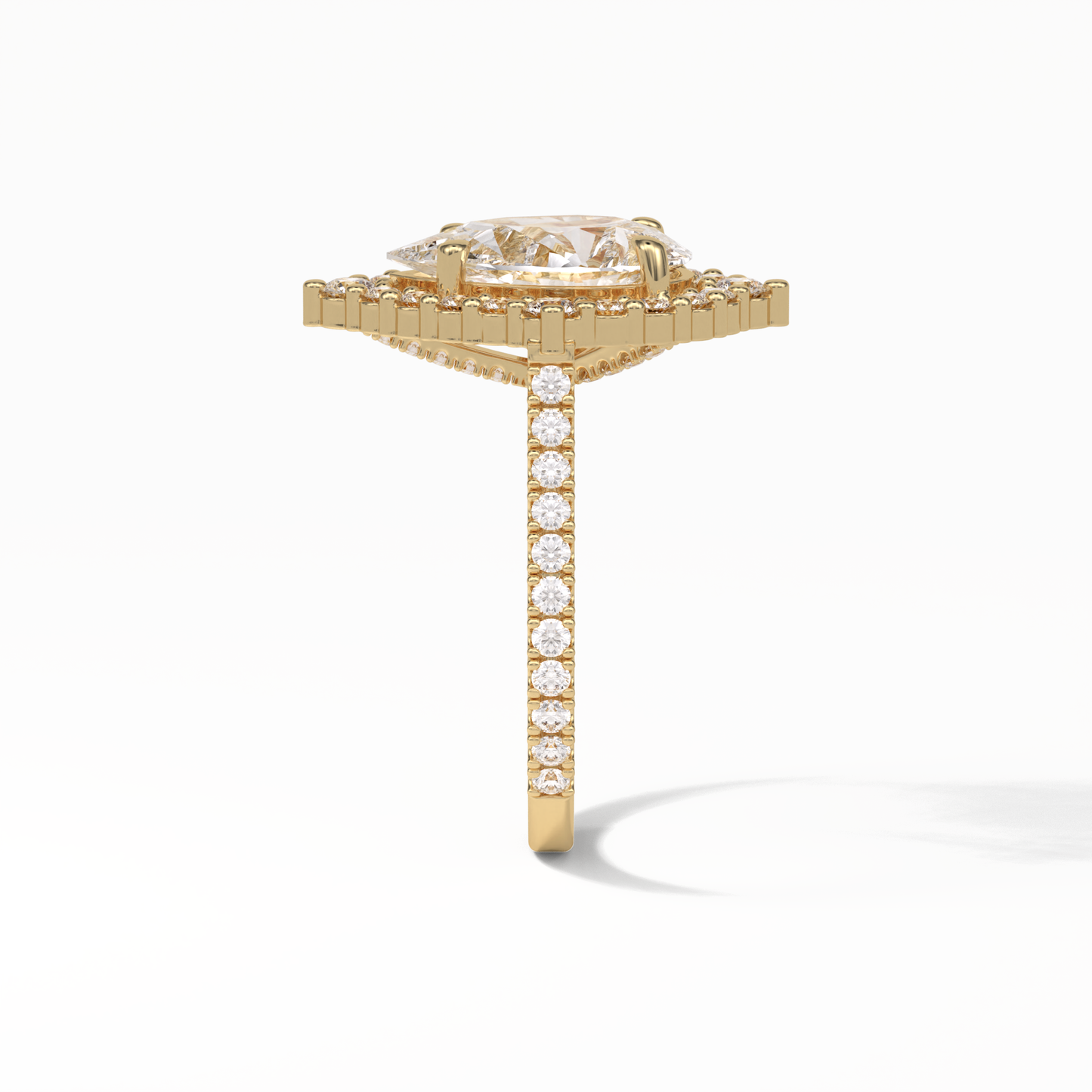 Pear Halo & Pave Lab Grown Diamond Engagement Ring