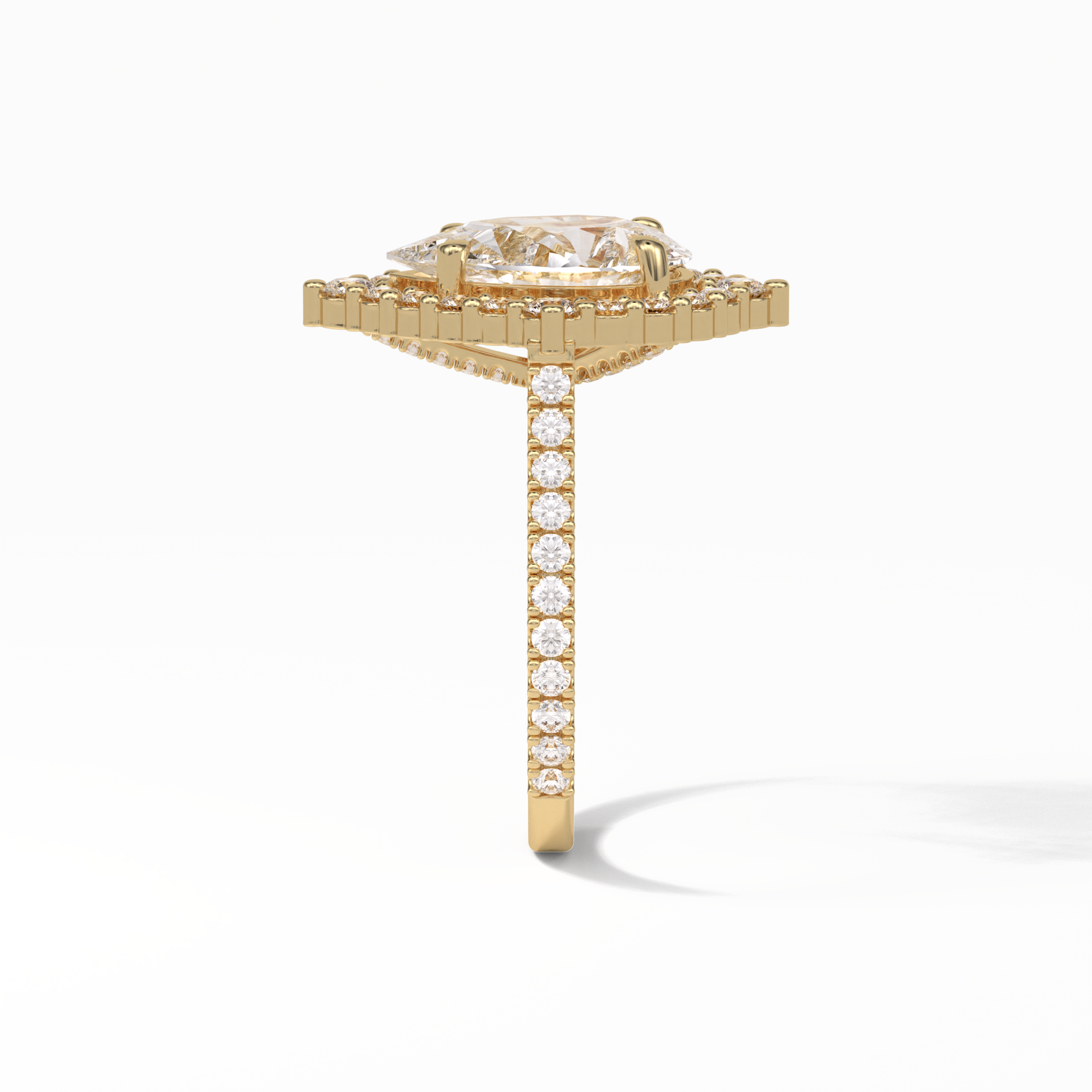 Pear Halo & Pave Lab Grown Diamond Engagement Ring
