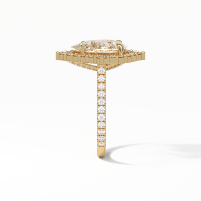 Pear Halo & Pave Lab Grown Diamond Engagement Ring