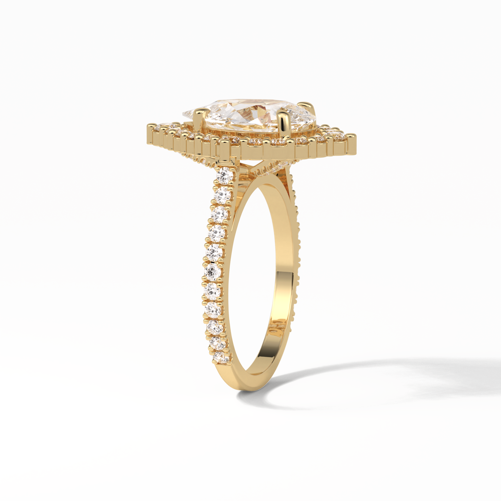 Pear Halo & Pave Lab Grown Diamond Engagement Ring