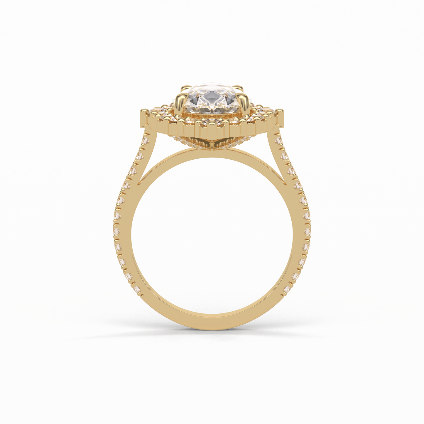 Pear Halo & Pave Lab Grown Diamond Engagement Ring
